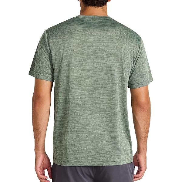 Sage Green Heathered Crew Neck Short-Sleeve Performance T-Shirt