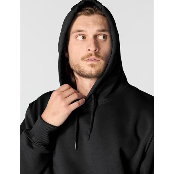 Men's Black Hooded Sweatshirt with Pocket & Logo Badge